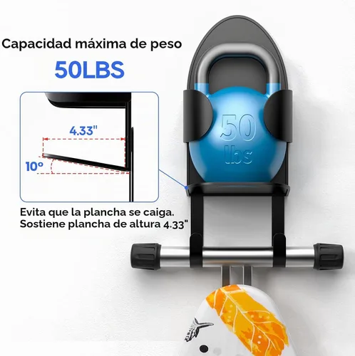 Vista 5 de ORLESS Soporte de pared grande de metal para tabla de planchar, soporte para tabla de planchar, soporte para tabla de planchar, soporte de pared