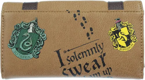 Vista 2 de Harry Potter Hogwarts - Cartera triple con cierre a presión inspirada en el maletero escolar, Marrón, talla única