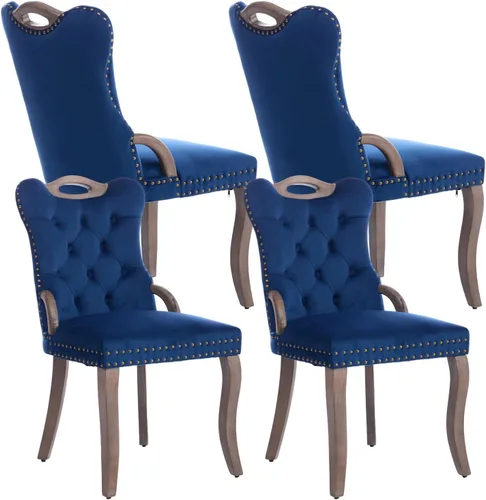 Vista 102 de Juego de 2 sillas de comedor de terciopelo beige, modernas sillas de cocina