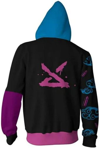 Vista 2 de Sudadera con capucha con cremallera y estampado 3D de anime Multi