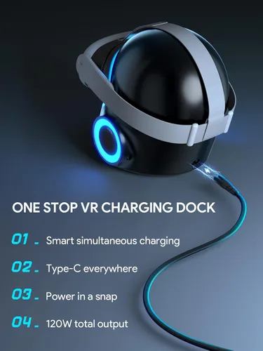 Vista 3 de CyberCore by AUBIKA, Next-Gen VR Charging Dock for Meta Quest 3Quest ProOculus Quest 2Pico 4(Black)