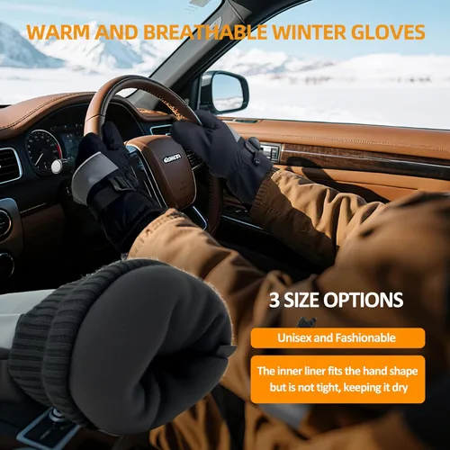 Vista 4 de Guantes de invierno para hombres y mujeres, guantes cálidos con pantalla táctil, adecuados para esquí, conducción, ciclismo, senderismo, clima frío