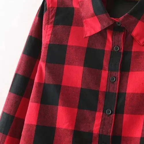 Vista 7 de Women's 2023 Summer Tops Plaid Long Sleeve Collar Neck Casual Button Down Dress Shirt Dress Casual Dresses