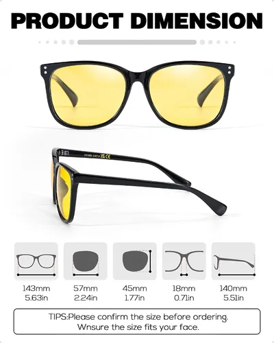 Vista 5 de SIPHEW Lentes de conducción nocturna para mujeres y hombres, lentes polarizados de visión nocturna antirreflejos, lentes tintados amarillos