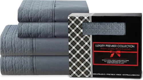 Vista 11 de Elegant Comfort Lujoso juego de sábanas acolchadas de 4 piezas, caja de regalo, calidad egipcia de 1500 hilos, suave, resistente a las arrugas
