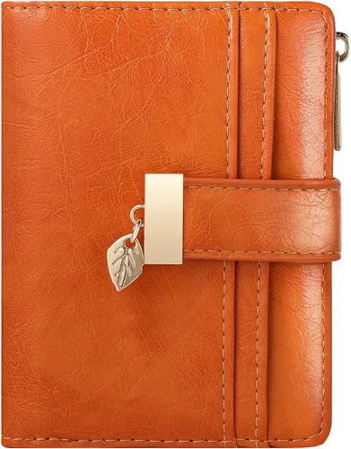 Vista 11 de Billetera pequeña para mujer, plegable, de piel suave, tarjetero con ventana de identificación, con cremallera, bolsillo para monedas, carteras
