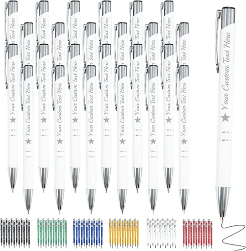 Vista 35 de Bolígrafo personalizado, 1 unidad, bolígrafo personalizado con logotipo de mensaje de nombre comercial grabado, tapa de clic de tinta negra, regalo