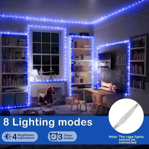Vista 2 de KNONEW - Guirnalda de luces de 164 pies con 1000 luces LED para exteriores, luces de cuerda impermeables para exteriores con 8 modos, tubo