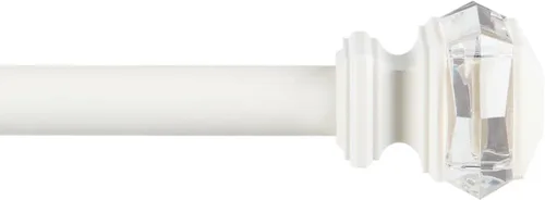 Vista 2 de EXCLUSIVE HOME Marquise - Barra de cortina de 1 pulgada y juego de remates a juego, blanco mate, ajustable de 66 a 120 pulgadas