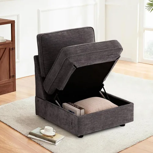 Vista 10 de TEKAMON - Sofá modular de 73" con almacenamiento en el asiento, sofá biplaza moderno de tela de chenilla para sala de estar, oficina, apartamento
