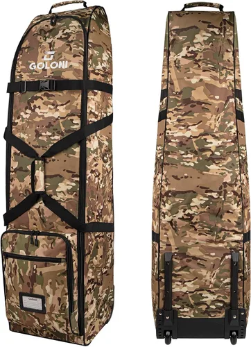 Vista 13 de Goloni Bolsa de viaje de golf con ruedas para aerolíneas, funda de viaje resistente al agua para viajes aéreos, equipaje de golf plegable portátil
