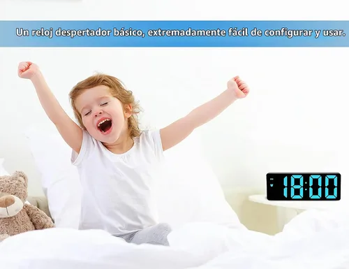 Vista 3 de Reloj Despertador Digital para Dormitorio, Relojes Electrónicos LED con Superficie de Espejo, Brillo Ajustable, Modo Snooze, Control de Voz Caso