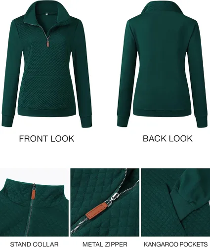 Vista 5 de BTFBM Sudadera moderna para mujer con patrón acolchado, ligera, con cremallera, de manga larga, sencilla e informal