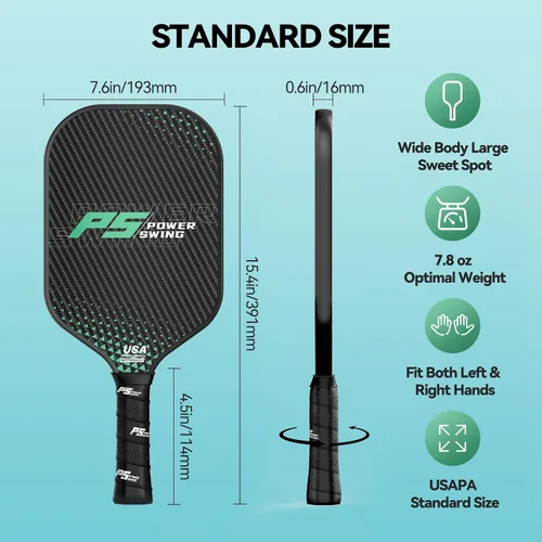 Vista 5 de Pickleball Paddles Set of 2 - USAPA Approved Fiberglass Pickleball Paddles Set with 2 with SRT Pro Polymer Honeycomb Core, 4 High-Performance
