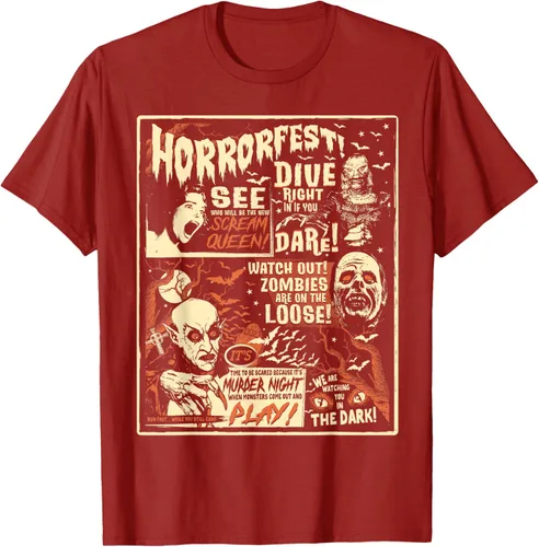 Vista 41 de Camiseta de terror vintage con póster de Halloween y película de terror Negro