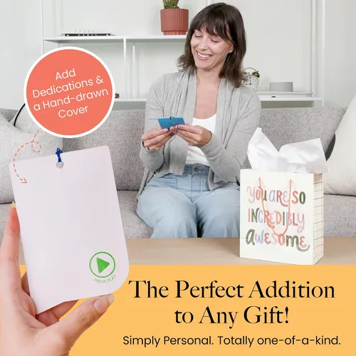Vista 5 de VoiceGift Etiqueta: 1 paquete de etiqueta de felicitación de audio con grabadora de voz, tarjeta de regalo grabable con múltiples mensajes