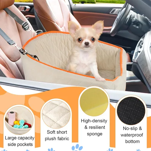 Vista 6 de XIEEAOZEE Asiento de automóvil para perros pequeños, asiento elevado de espuma viscoelástica para perros de hasta 35 libras, asiento elevado
