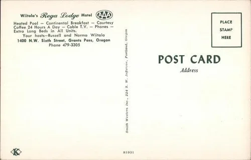 Vista 2 de Wiitala's Rega Lodge Motel Grants Pass, Oregon O Postal vintage original