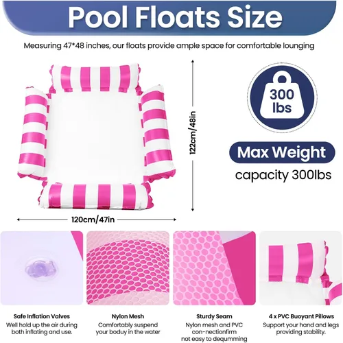 Vista 3 de Flotadores de piscina para adultos, flotador de verano, hamaca de agua inflable para adultos