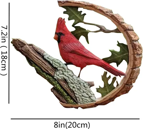 Vista 6 de Cardenal Wood Tallado – Hecho a mano 'Cardinals Appear When Angels are Near', arte original único tallado estatua de trabajo decoración de escultura