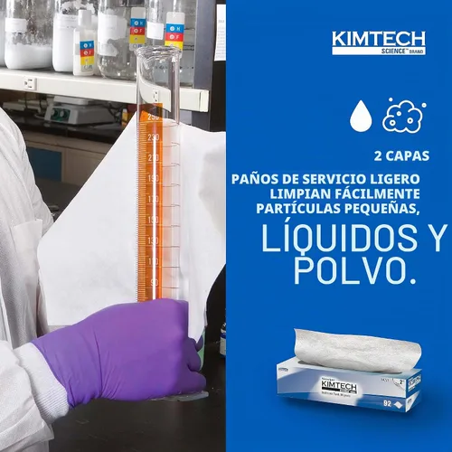 Vista 6 de KIMTECH Kimwipes Paños para Tareas Delicadas Kimtech Science (34721), Blanco, 2 Capas, 15 Cajas Pop-Up / Estuche, 90 Hojas / Caja, 1,350 Hojas