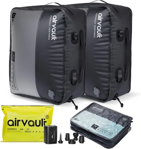 Vista 10 de AirVault - Bolsa de viaje de compresión al vacío reutilizable para maleta y mochila, reciclada, IPX8, impermeable, ahorradora de espacio