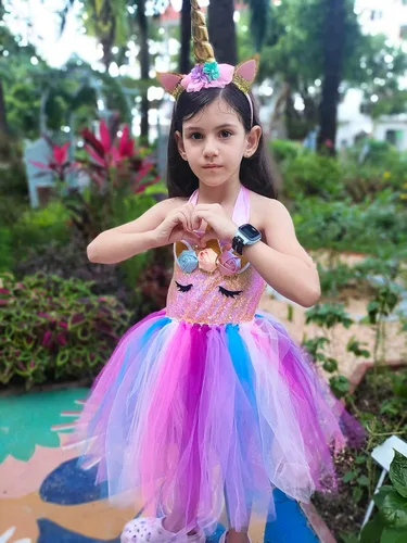 Vista 5 de KAKALVER Unicorn Dress for Girls Unicorn Costume LED Light Up for Dress up Halloween Birthday Party Decoration Unicorn Gifts