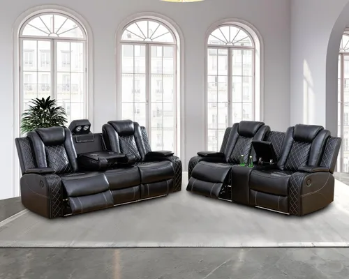 Vista 12 de Sillón reclinable eléctrico para sala de estar, silla reclinable de cuero con LED/almacenamiento, muebles reclinables de 1 plaza, sofá de cuero Negro