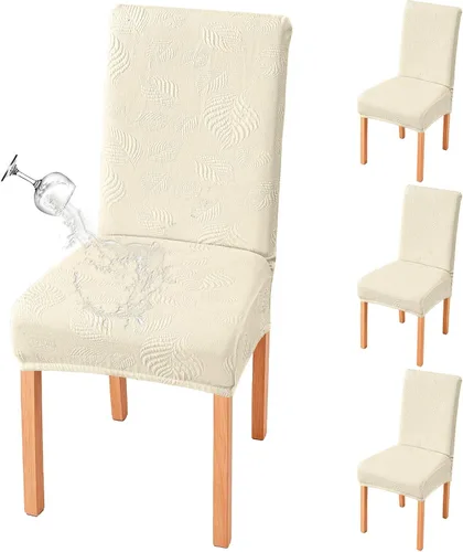 Vista 12 de Genina - Juego de 2 fundas impermeables para sillas de comedor, fundas para sillas de cocina, color beige