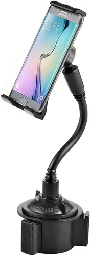 Vista 2 de Soporte para tablet 2 en 1, cuello de cisne flexible, ajustable, para automóvil, soporte para tableta y teléfono, se adapta a dispositivos de hasta