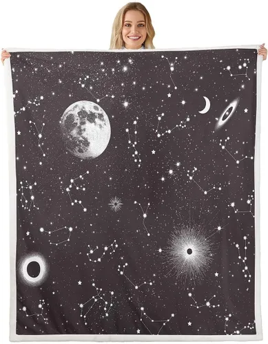 Vista 16 de Erosebridal Galaxy Fleece Blanket 40x50 Constellation Fuzzy Plush Throw for Sofa Couch Black Nebula Stars Sherpa Blanket Outer Space Starry Sky