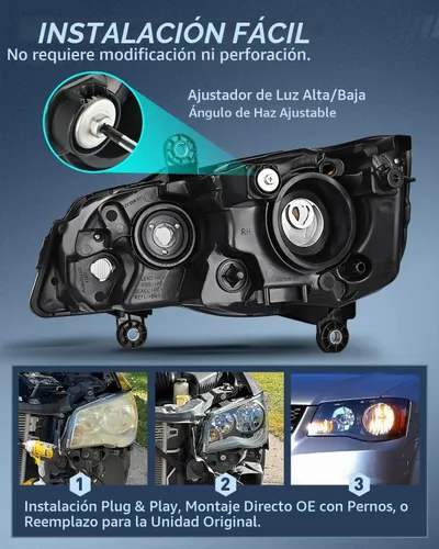 Vista 7 de Nilight Conjunto de faros delanteros para 2011 2012 2013 2014 2015 2016 2017 2018 2019 Dodge Grand Caravan 2008-2016 Chrysler Town & Country