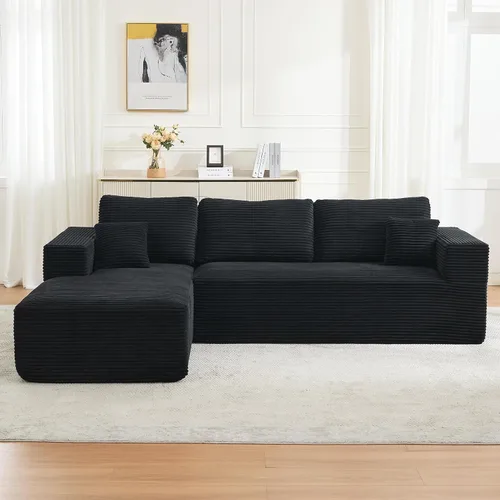 Vista 16 de Sofá modular Cloud de 106 pulgadas con diván en forma de L, moderno sofá modular sin hueso con asiento profundo, sofás tapizados para sala de estar