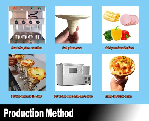 Vista 2 de TZ Máquina de cono de pizza - Máquina de 4 conos con horno, 110V/60Hz