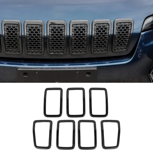 Vista 10 de JeCar Insertos de parrilla para Jeep Cherokee, insertos de rejilla delantera para Jeep Cherokee 2019-2025 (negro)