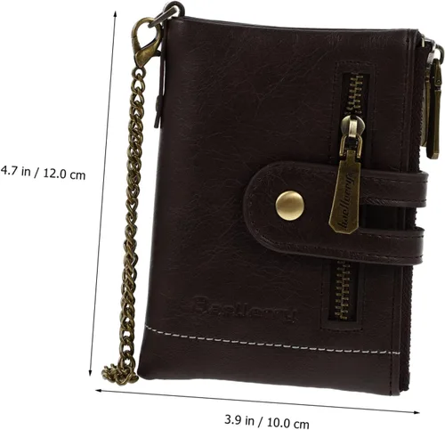 Vista 8 de TENDYCOCO Cartera multiherramienta con cremallera, 2 unidades, estilo vintage, para hombres, tarjetas, para negocios, a la moda, Coffeex6pcs
