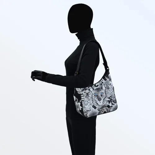 Vista 5 de Anuschka Bolso de mano de cuero genuino para mujer Hobo clásico con bolsillo lateral
