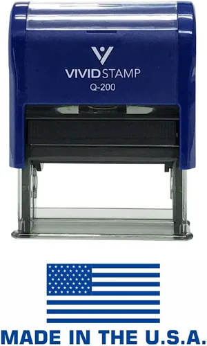 Vista 5 de Sello de goma autoentintado fabricado en los Estados Unidos (bandera) (tinta negra), mediano Negro
