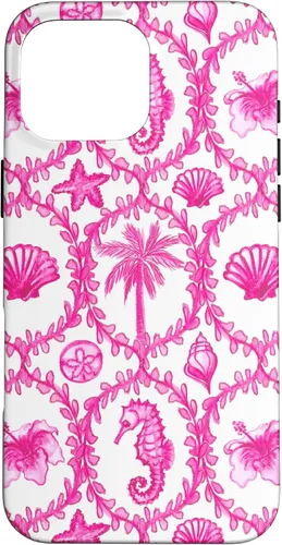 Vista 19 de Funda rosa hawaiana para iPhone 16 Coastal Nieta Coco Girl Preppy