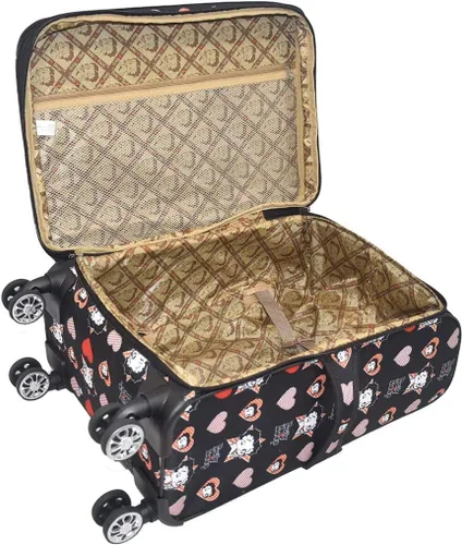 Vista 3 de Betty Boop Angel 3 unids equipaje conjunto 4 pares ruedas Spinner extensible 28 rosa gris