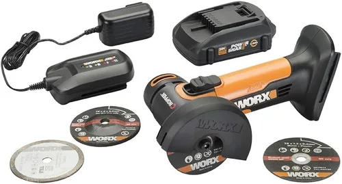 Vista 2 de WORX - Mini cortador inalámbrico, 20 V, 3 pulgadas, WX801L One-Hand Operation for Metal, Tile, Thin Concrete and Plastic, 19,000 RPM, Battery and