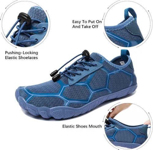 Vista 4 de YESMOLA Mens Water Shoes Beach Barefoot Shoes Wide Toe Five Finger Swim Aqua Shoes for Pool Fishing River Surfing