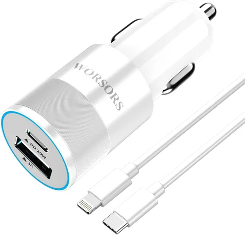 Vista 8 de MFi 35W USB C Cargador rápido de coche con 3 pies tipo C a cable Lightning (negro)