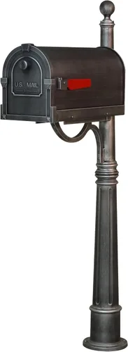 Vista 11 de Buzón Savannah con poste Ashland - Buzón negro con poste de aluminio - SCS-1014_SPK-600-BLK