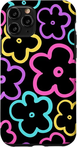 Vista 13 de Funda para iPhone 12 Mini con diseño de flores silvestres retro colorido negro floral