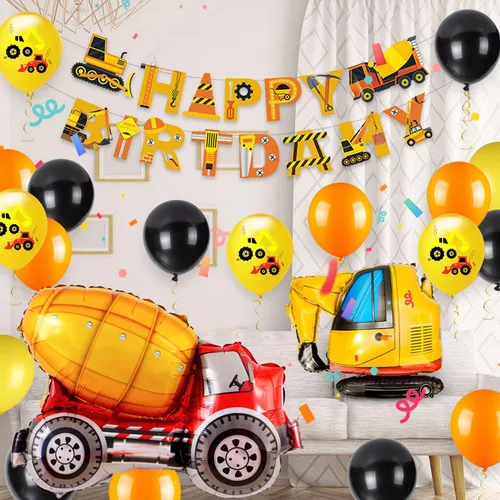 Vista 4 de Suministros de Cumpleaños de Construcción para Niños de 2 Años - Kit de Guirnalda de Globos para Decoraciones de Fiesta de Cuarentena