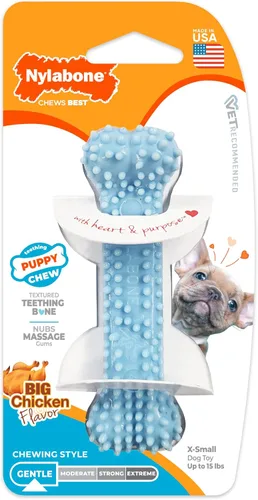 Vista 9 de Juguete para masticar para cachorros Nylabone, Petite., Hueso, N/A, Azul