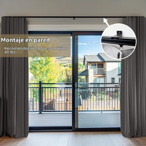 Vista 5 de Hoeflife Rieles para Cortinas de Techo, Riel para Cortinas de Montaje en Pared, Riel para Cortinas de Montaje en Techo de Servicio Pesado, Barra