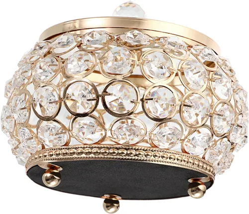 Vista 8 de Hipiwe Joyero de cristal con tapa de cristal caja del tesoro con espejo dorado caja de joyería decorativa anillos aretes collar caja de recuerdo