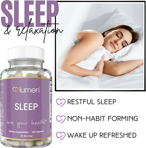 Vista 3 de Lumen Naturals - Sueño natural para adultos - Suplemento de hierbas con melatonina, raíz de valeriana, magnesio - Apoyo para dormir profundo